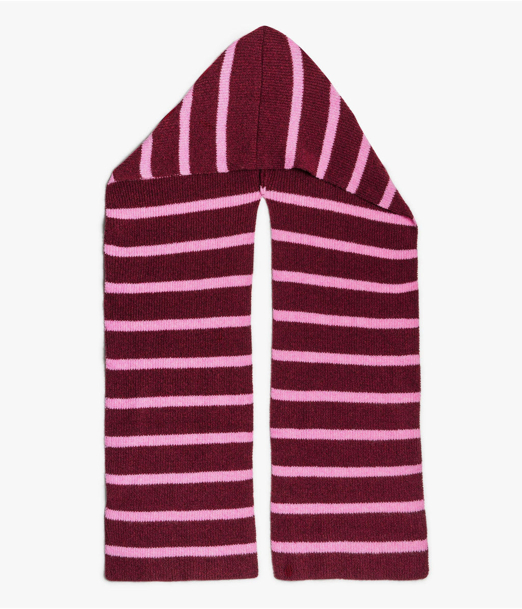 Echarpe cagoule Marilou rouge et rose