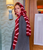 Echarpe cagoule Marilou rouge et rose