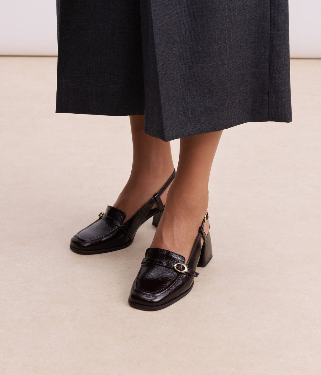 Mocassin Slingback Domitille marron foncé